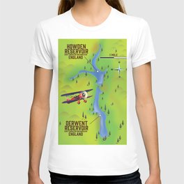 Derwent & Howden Reservoirs map poster T-shirt