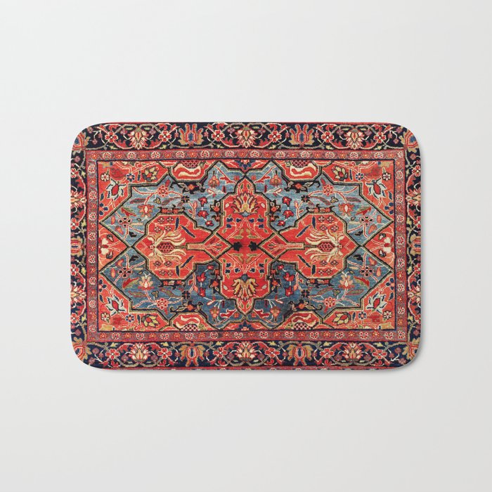 Kashan Poshti Central Persian Rug Print Bath Mat | Graphic-design, Vintage, Rug, Carpet, Persian, Oriental, Tribal, Boho, Bohemian, Geometric