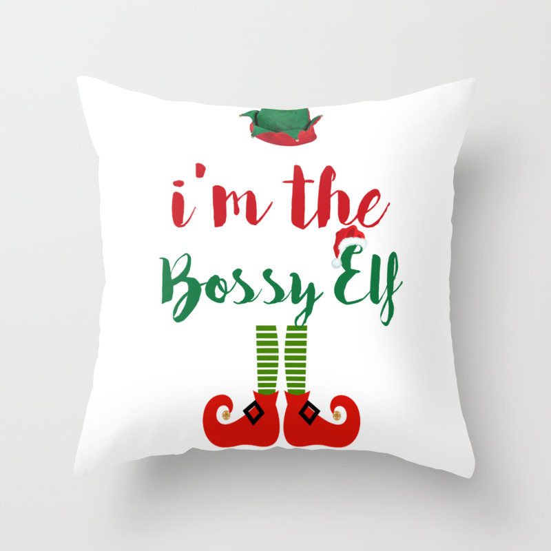 BORN Matching Family Group Christmas I'm The Bossy Elf Throw Pillow 16x16 Multicolor 