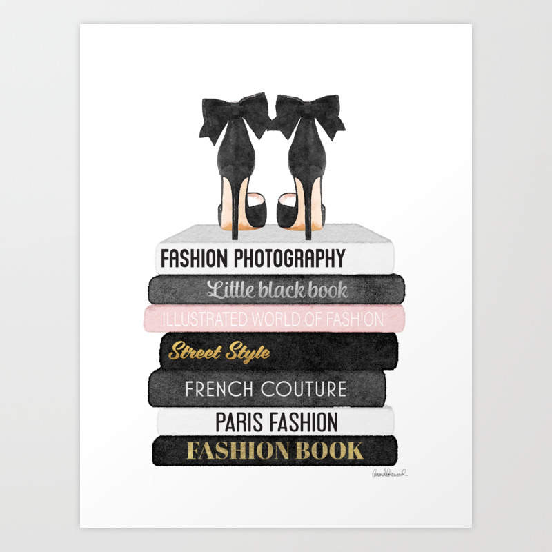 Books, Fashion books, Gray,Fashion art, fashion poster, fashion wall art,  fashion illustration, fash Art Print by Amanda Greenwood | Society6