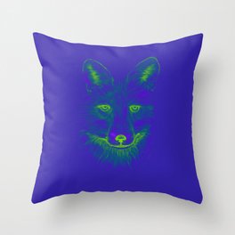 Fox - Purple and Green Throw Pillow