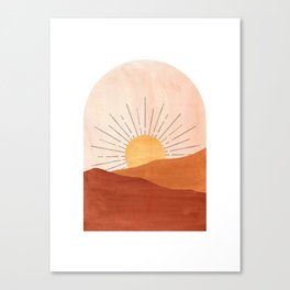 Abstract terracotta landscape, sun and desert, sunrise #1 Canvas Print