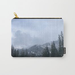 Snowy Peaks Above a Green Forest in Victoria, B.C. (Canada) Carry-All Pouch | Clouds, Wilderness, Winter, Snow, Peaks, Peaceful, Canada, Adventure, Forest, Snowypeaks 