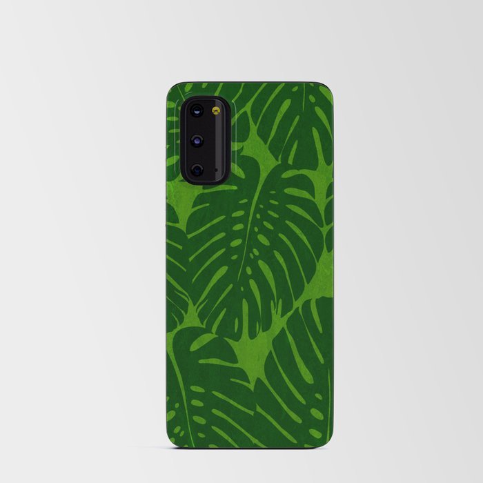 Tropical Monstera Leaf Pattern in Green Android Card Case