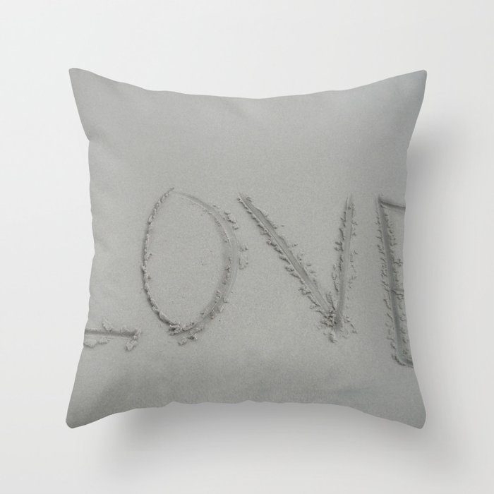 Love letters in the sand Throw Pillow