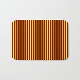 [ Thumbnail: Maroon & Yellow Colored Lined Pattern Bath Mat ]