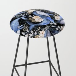 Watercolor Blue Whales with Flowers - Florals Whales Marine Bar Stool