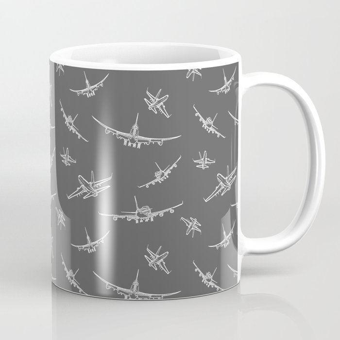 Airplanes on Dark Grey Coffee Mug