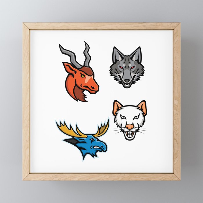 Wildlife Head Mascot Collection Framed Mini Art Print