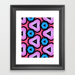 Modern abstract geometric pattern in  bright pink, orchid, black, hibiscus red, eastern blue Framed Art Print