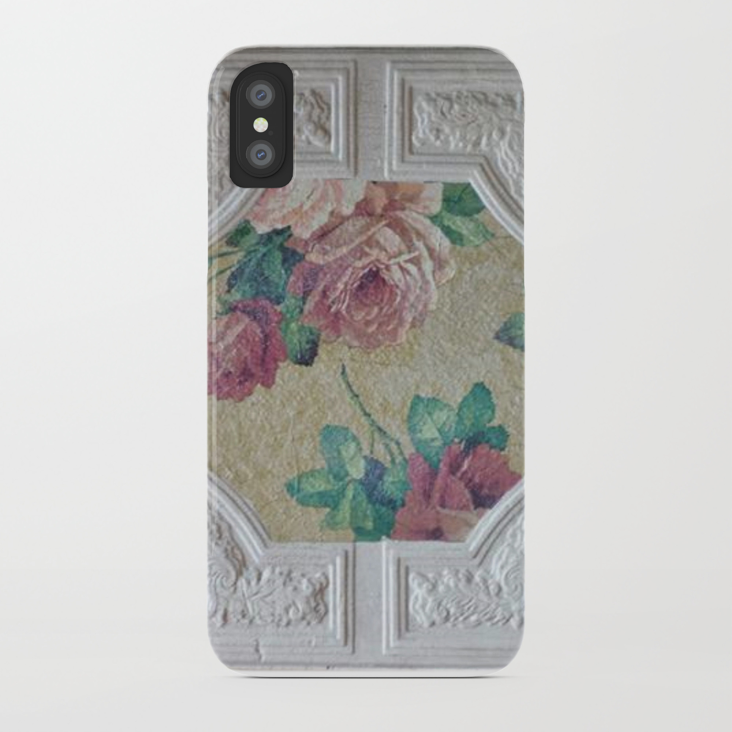 Antique Ceiling Tile Art Tile Victorian Roses Iphone Case