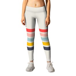 Naomori - Classic Minimal Retro Stripes Leggings | Simple, 90S, Zen, 80S, Nomad, Striped, Minimal, Graphicdesign, Retro, Summer 