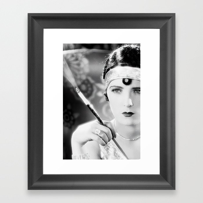 1920's Evelyn Brent Jazz Age Flapper smoking cigarette Hollywood glamour black and white photograph - photography - photographs Framed Art Print