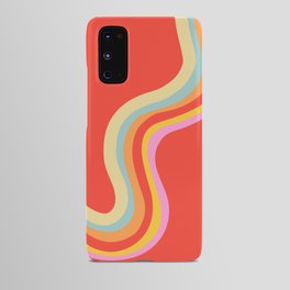 Groovy 70s Retro Rainbow flow on Red Android Case