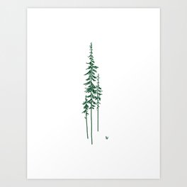 The Forest (White and Green) Art Print