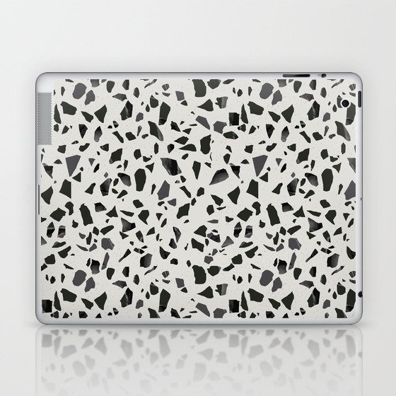 Black and white terrazzo flooring seamless pattern Laptop & iPad Skin
