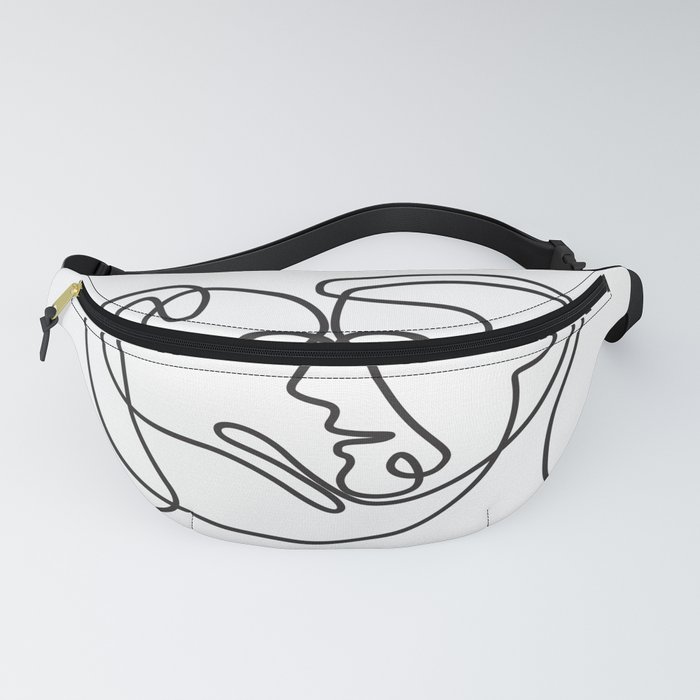 Man and Dog Face Side Continuous Line Fanny Pack