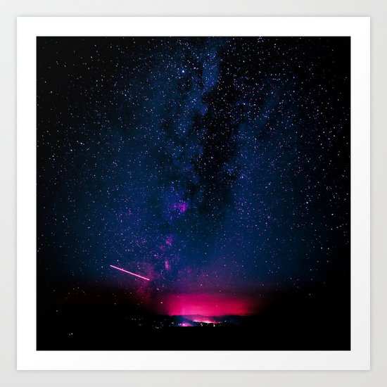 Electric Desert Starry Night Art Print