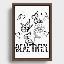 Beautiful Black and White Butterfly Cascade Framed Canvas