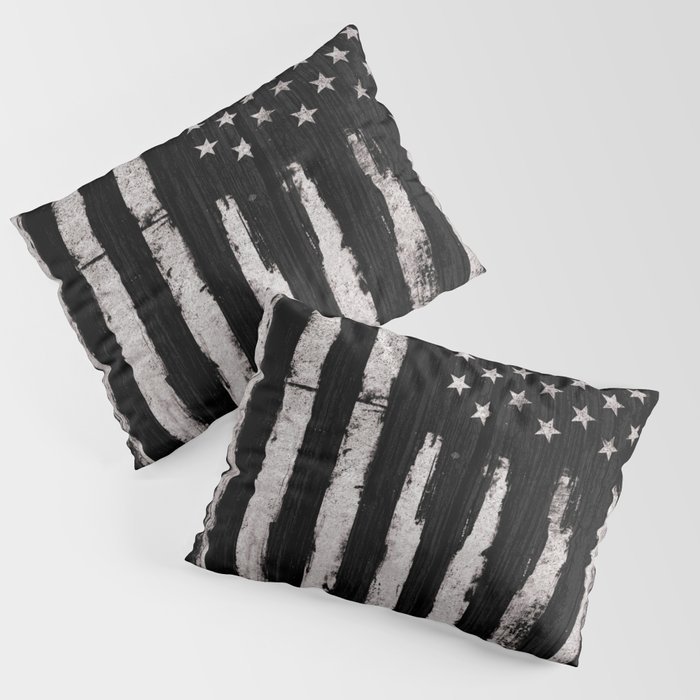 White Grunge American flag Pillow Sham