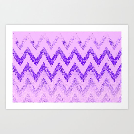 disappearing purple chevron Art Print