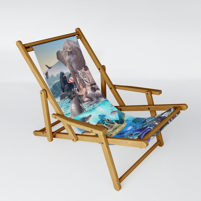 Ocean African Japanese Animal Animals Group Scene Sling Chair