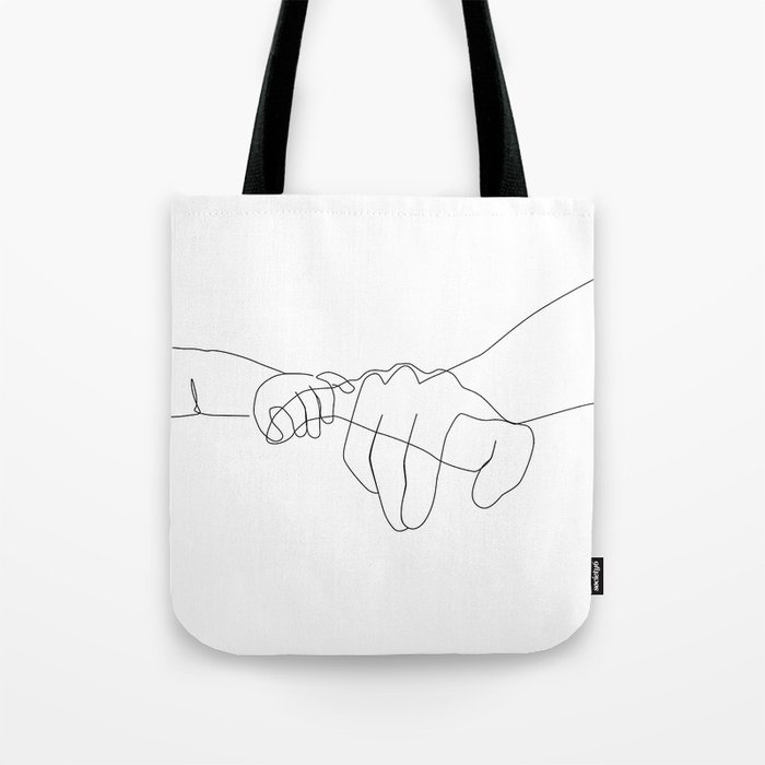 Father and Baby Pinky Swear / hand line drawing  Tote Bag