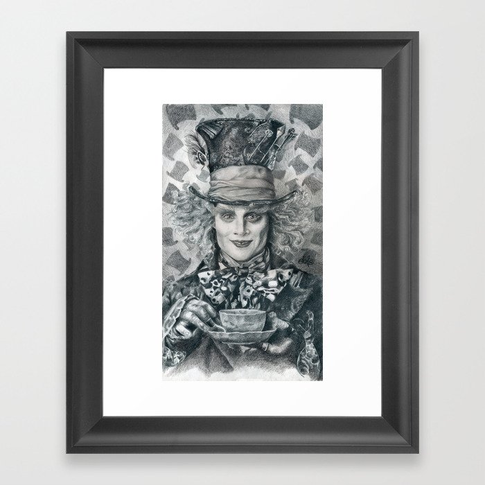 Mad Hatter Johnny Depp Traditional Portrait Print Framed Art