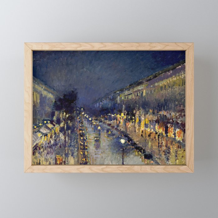 Camille Pissarro - Boulevard Montmartre at Night Framed Mini Art Print
