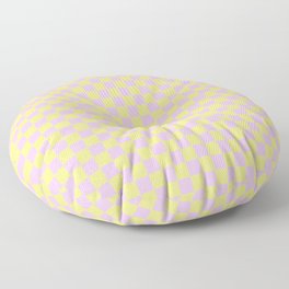 Yellow and Lavender color Checker Checkerboard Minimalist Backdrop Pattern Floor Pillow