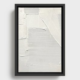 Relief [2]: an abstract, textured piece in white by Alyssa Hamilton Art Framed Canvas