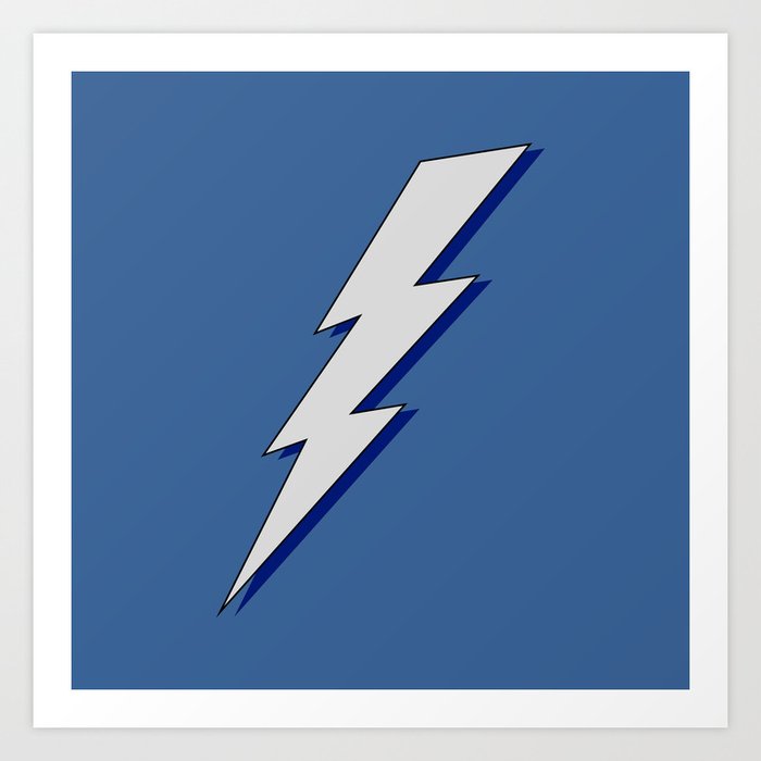 Just Me and My Shadow Lightning Bolt - Blue Background Art Print