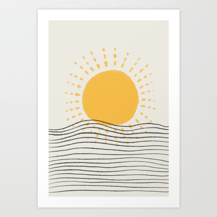 Abstraction minimal sunrise ocean 2021 - 3 Art Print