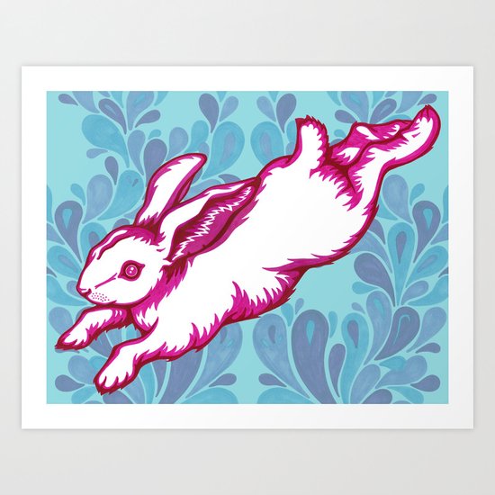Leaping Rabbit Art Print