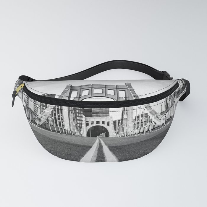 Pittsburgh Pennsylvania Steel City Skyline Black White Print Fanny Pack