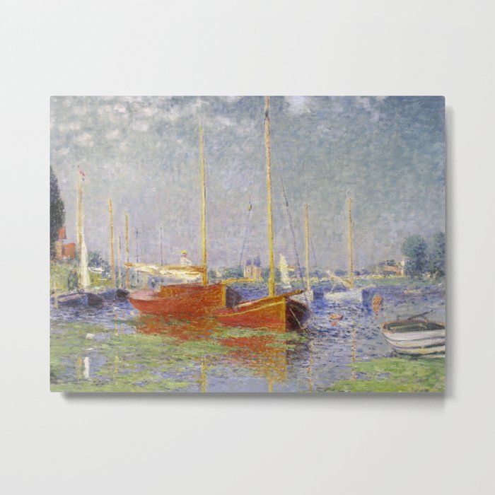 Claude Monet's Red Boats at Argenteuil Metal Print
