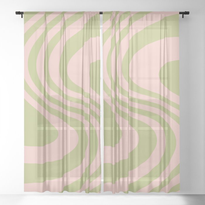 Green & Pink Wave Sheer Curtain