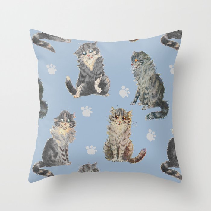ULTIMATE GRAY CATS & CERULEAN BLUE  Throw Pillow