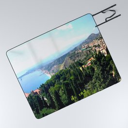 Tormina aCity On Sicily Italy coast panorama Picnic Blanket