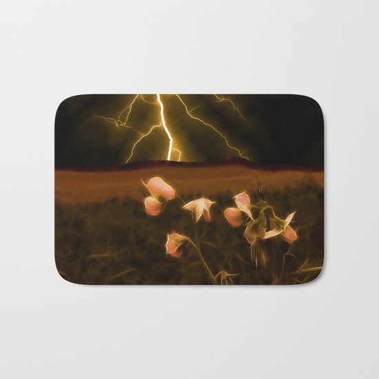 In darkest night one sees the flash but beauty soothes the karmic crash Bath Mat