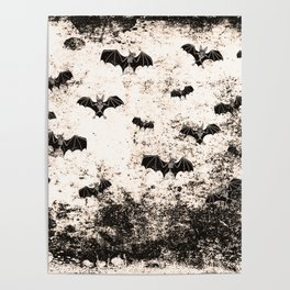 Vintage Halloween Bat pattern Poster