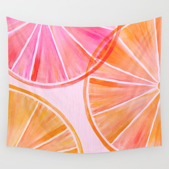 Sweet Summer Citrus - Watercolor Fruit Wall Tapestry
