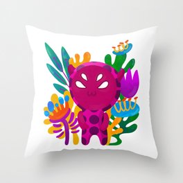 Floral cutie monster Throw Pillow