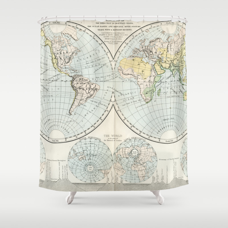 Old Map Of The Globe Shower Curtain By Graphikz Society6