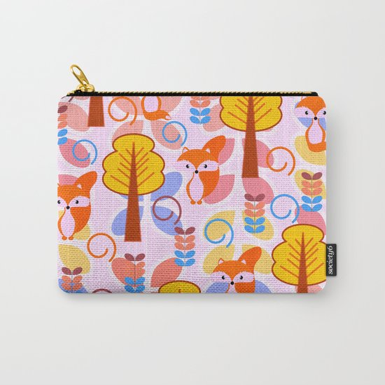 Cute foxes in a magical forest Carry-All Pouch