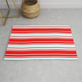 [ Thumbnail: Light Cyan & Red Colored Pattern of Stripes Rug ]