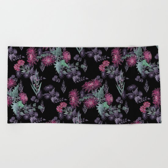 Watercolor floral pattern . 13 Beach Towel