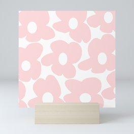 Large Baby Pink Retro Flowers on White Background #decor #society6 #buyart Mini Art Print