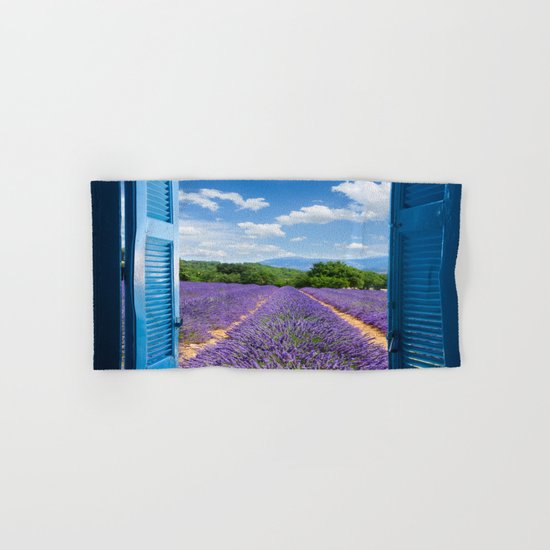 wooden shutters, lavender field Hand & Bath Towel