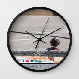 Pigeon and Pizza NYC Wall Clock | Alfresco, Sidewalk, Citysidewalk, Newyorkcity, Pigeons, Ilovepizza, Pizza, Pepperoni, Pizzabox, Slice 